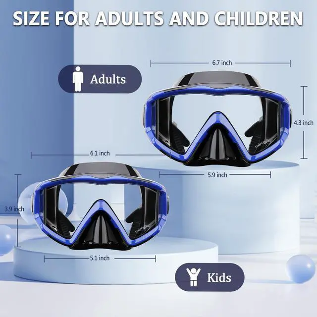 Alt view image 7 of 7 - Diving mask Anti-Fog Swimming Snorkel mask Suitable for Adults Scuba Dive Swim Snorkeling Goggles Masks