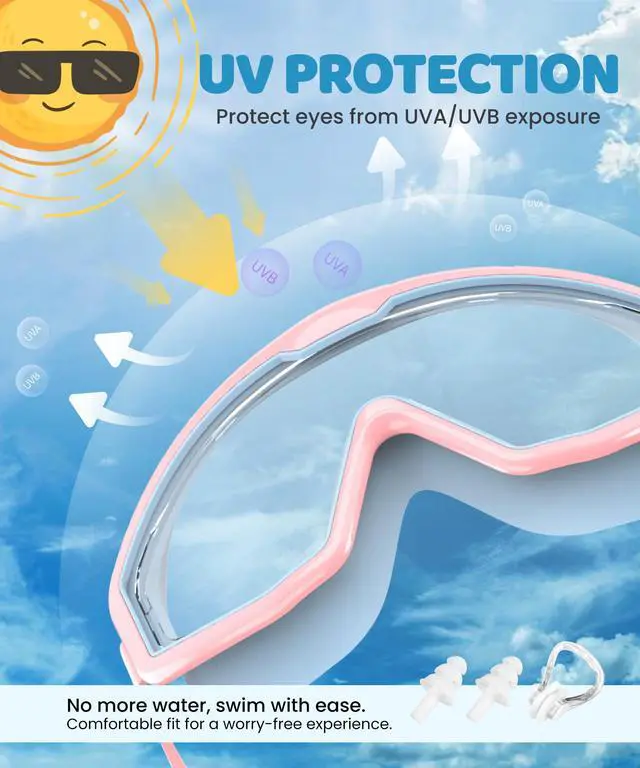 Alt view image 2 of 7 - Kids Goggles Age 4-16, Anti-Fog UV 180°Clear View Kids Swim Goggles, 3 Pack Swimming Goggles Waterproof Pool Goggles for Boys Girls Toddler Kids Youth