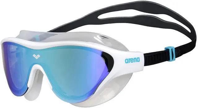 Main image of Unisex Adult The One Swim Mask Fitness Swimming Goggles for Men and Women Large Fit Polycarbonate Mirror Lens, Blue/White