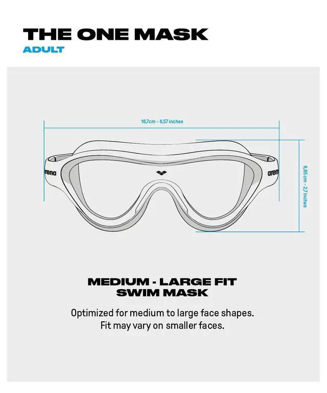 Alt view image 4 of 7 - Unisex Adult The One Swim Mask Fitness Swimming Goggles for Men and Women Large Fit Polycarbonate Mirror Lens, Blue/White