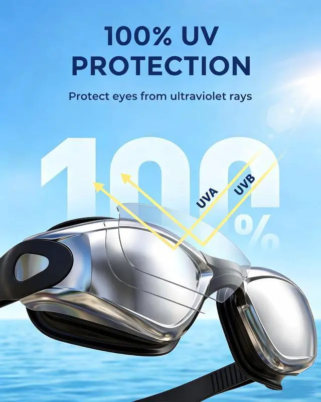 Alt view image 5 of 7 - Adult Swim Goggles, UV Block Anti Fog Leakproof Silicone Goggles, 180° Wide View Quick Adjust Strap with 3 Swapable Nose Pieces for Pool & Snorkeling, Black Silver