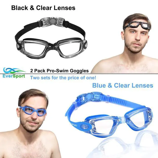 Alt view image 2 of 7 - Swim Goggles, Swimming Glasses for Adult Men Women Youth Kids Child, Anti-Fog, UV Protection, Blue&Black