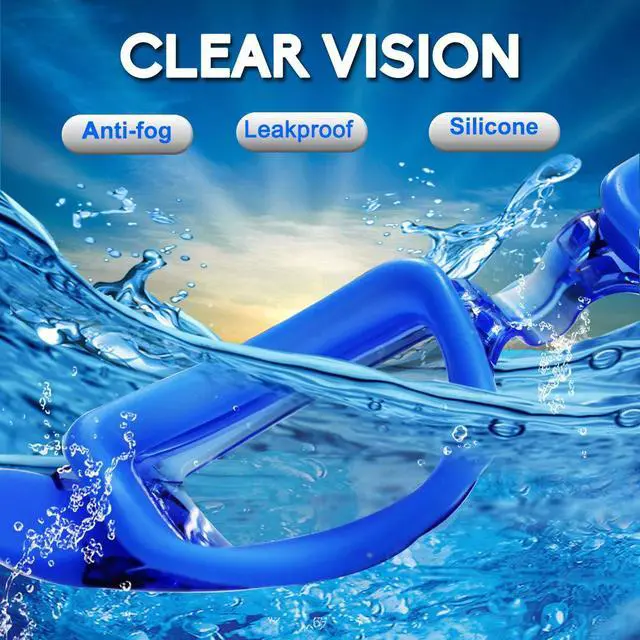 Alt view image 5 of 7 - Swim Goggles, Swimming Glasses for Adult Men Women Youth Kids Child, Anti-Fog, UV Protection, Blue&Black