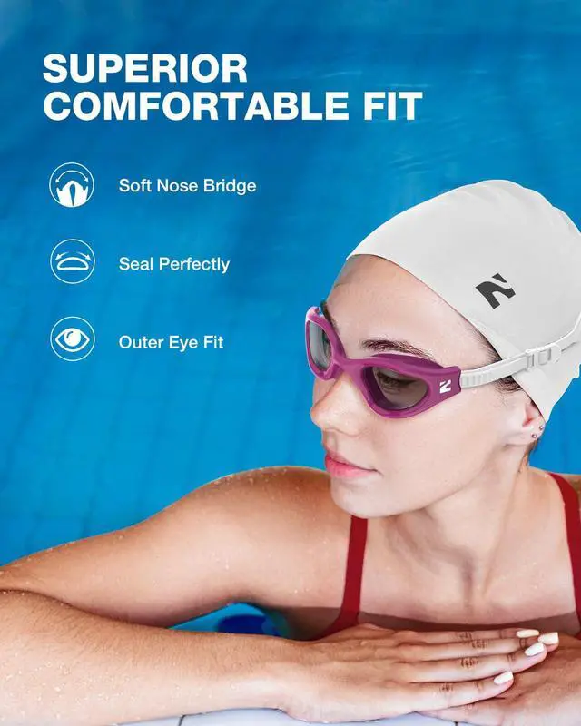 Alt view image 4 of 5 - Swim Goggles Adult, G1 Air Mirrored Anti-Fog Swimming Goggles for Women Men, Clear Vision, UV Protection