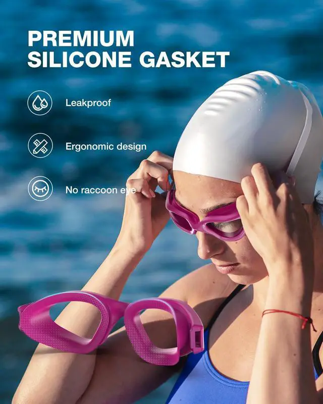 Alt view image 5 of 5 - Swim Goggles Adult, G1 Air Mirrored Anti-Fog Swimming Goggles for Women Men, Clear Vision, UV Protection