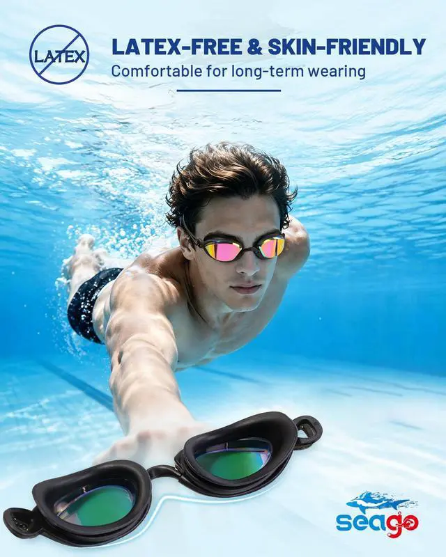 Alt view image 6 of 7 - Pack Professional Racing Goggles Swimming Adult Men Women Youth, Anti-Fog UV Protection Clear View Mirrored Coating, 360° Foldable Adjustable Nose Bridge Suitable for Competition & Training