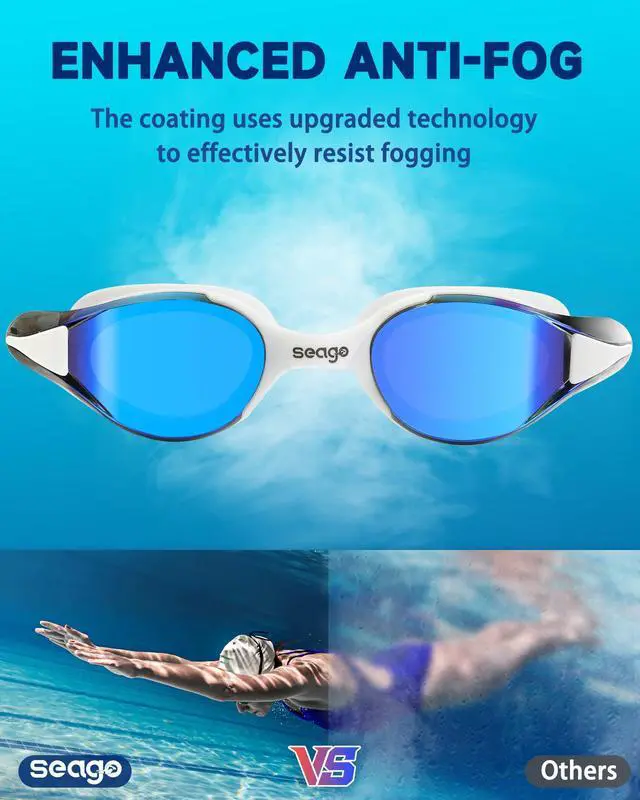 Alt view image 3 of 7 - Racing Swim Goggles for Adult Men and Women, Swimming Goggles with Silicone Material Clear Vision No Leak Anti Fog UV Protection, Pool Underwater Adult Swim Goggles for Training and Competition
