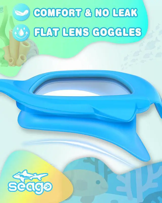 Alt view image 5 of 7 - 2 Pack Swimming Swim Goggles for Kids 3-6 6-14 4-7 3-5, Girls Swim Goggles with UV Protection Leakproof Anti Fog Clear Vision Flat Lens, Toddler Boys Pool Beach Swim Goggles with Fabric Strap