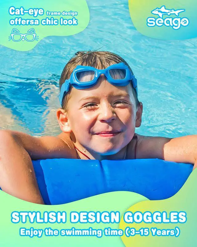 Alt view image 7 of 7 - 2 Pack Swimming Swim Goggles for Kids 3-6 6-14 4-7 3-5, Girls Swim Goggles with UV Protection Leakproof Anti Fog Clear Vision Flat Lens, Toddler Boys Pool Beach Swim Goggles with Fabric Strap