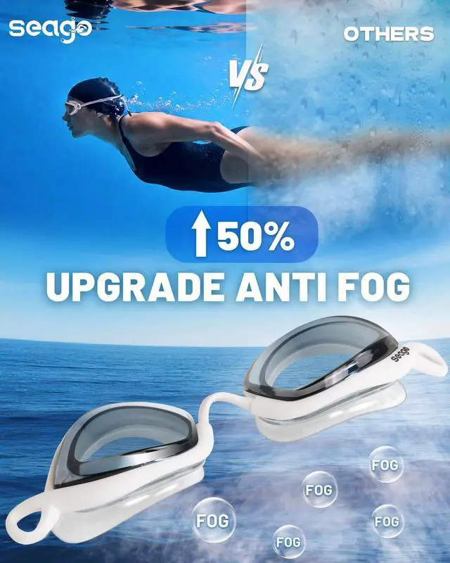 Alt view image 7 of 7 - 2 Pack Professional Racing Goggles Swimming Adult Men Women Youth, Anti-Fog UV Protection Clear View Mirrored Coating, 360° Foldable Adjustable Nose Bridge Suitable for Competition & Training