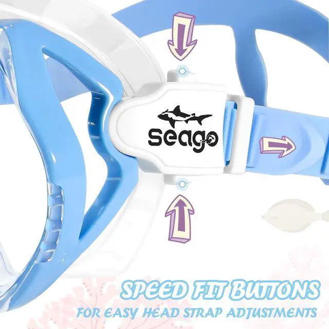 Alt view image 5 of 7 - Kids Swim Goggles with Nose Cover Snorkel Mask Scuba Diving Swim Mask Anti-Fog Tempered Glass, Panoramic Clear View Silicone Seal Snorkeling Gear Swimming Goggles for Kids 6-14 Boys Girls Youth
