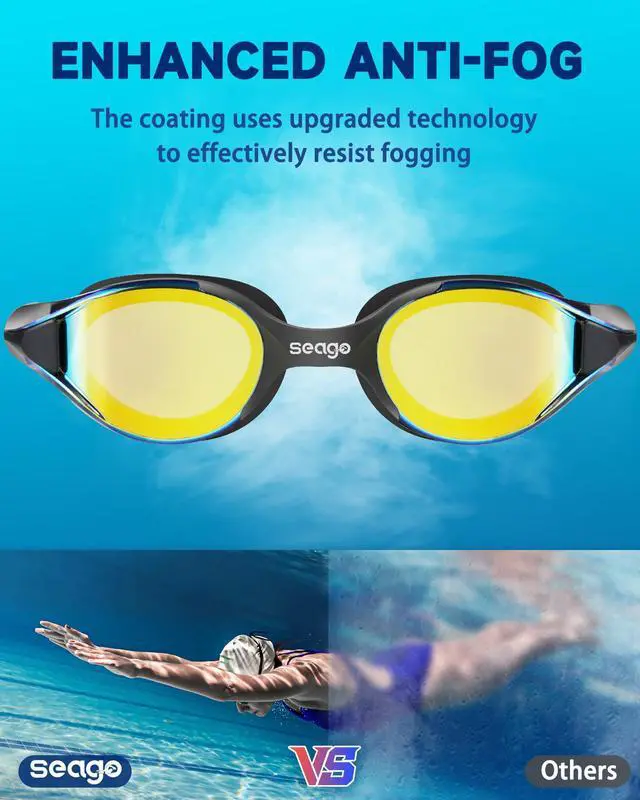 Alt view image 3 of 7 - Racing Swim Goggles for Adult Men and Women, Swimming Goggles with Silicone Material Clear Vision No Leak Anti Fog UV Protection, Pool Underwater Adult Swim Goggles for Training and Competition