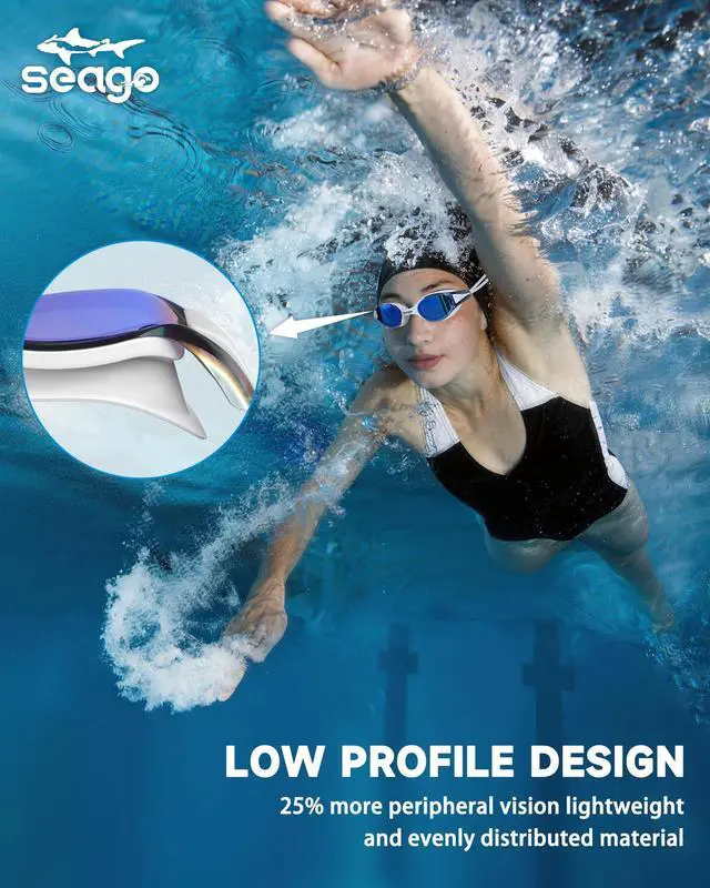 Alt view image 7 of 7 - Racing Swim Goggles for Adult Men and Women, Swimming Goggles with Silicone Material Clear Vision No Leak Anti Fog UV Protection, Pool Underwater Adult Swim Goggles for Training and Competition