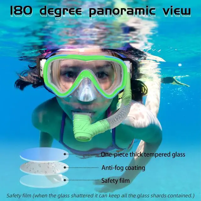 Alt view image 2 of 7 - Kids Swim Goggles Swimming Goggles for Kids Boys Girls Toddlers Youth 5-15 Anti-Fog 180° Clear Goggles No Leak Water Pool Underwater Swim Goggles with Nose Cover Swimming Diving Equipment