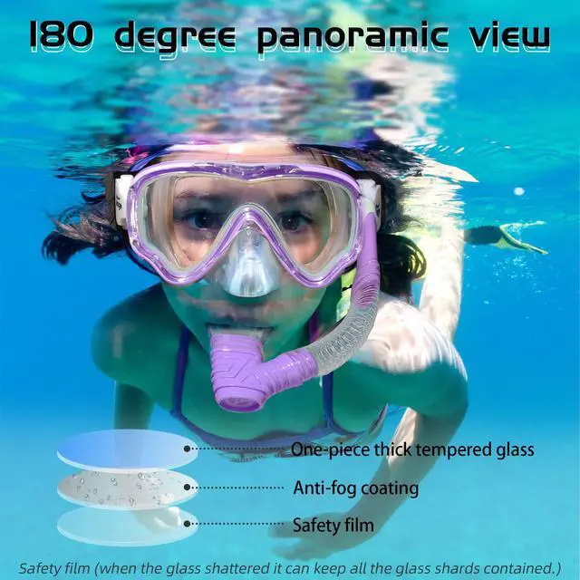 Alt view image 4 of 7 - Swimming Mask Swim Diving Scuba Mask Snorkel Gear for Kids Boys Girls Youth, Anti-Fog 180° Panoramic View Soft Silicone Skirt Kids Pool Underwater Swim Goggles with Nose Cover, Snorkel Equipment