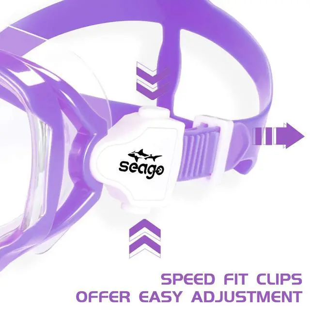 Alt view image 5 of 7 - Swimming Mask Swim Diving Scuba Mask Snorkel Gear for Kids Boys Girls Youth, Anti-Fog 180° Panoramic View Soft Silicone Skirt Kids Pool Underwater Swim Goggles with Nose Cover, Snorkel Equipment