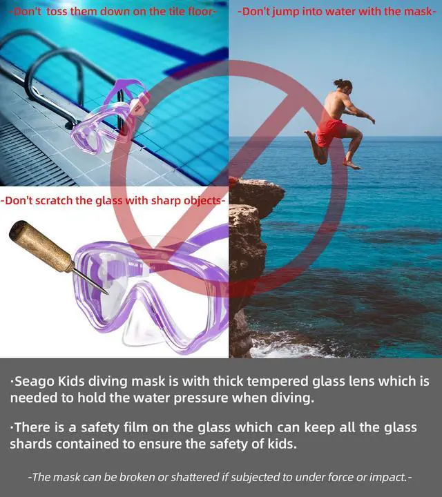 Alt view image 7 of 7 - Swimming Mask Swim Diving Scuba Mask Snorkel Gear for Kids Boys Girls Youth, Anti-Fog 180° Panoramic View Soft Silicone Skirt Kids Pool Underwater Swim Goggles with Nose Cover, Snorkel Equipment