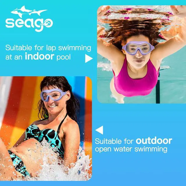 Alt view image 4 of 6 - Swim Goggles No Leaking Anti-Fog Swimming Goggles for Adult Men Women Youth Junior with Soft Silicone Gasket, UV Protection Waterproof 180° Clear Vision, Triathlon Pool Goggles Swim Glasses