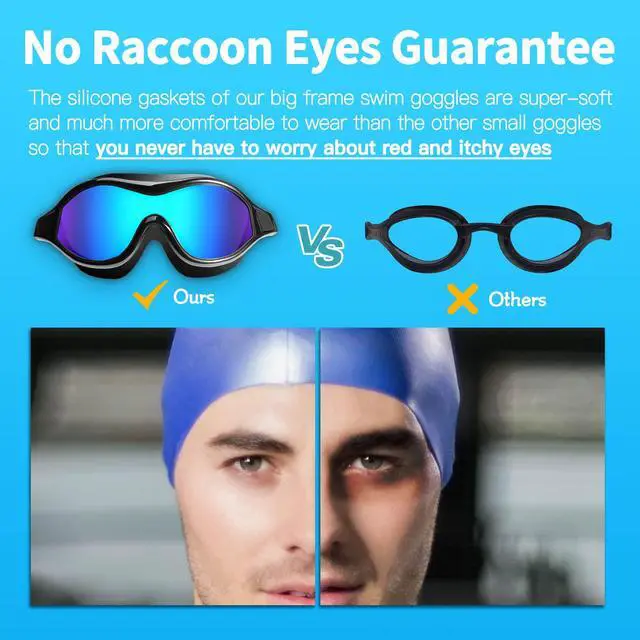 Alt view image 2 of 6 - Swim Goggles No Leaking Anti-Fog Swimming Goggles for Adult Men Women Youth Junior with Soft Silicone Gasket, UV Protection Waterproof 180° Clear Vision, Triathlon Pool Goggles Swim Glasses