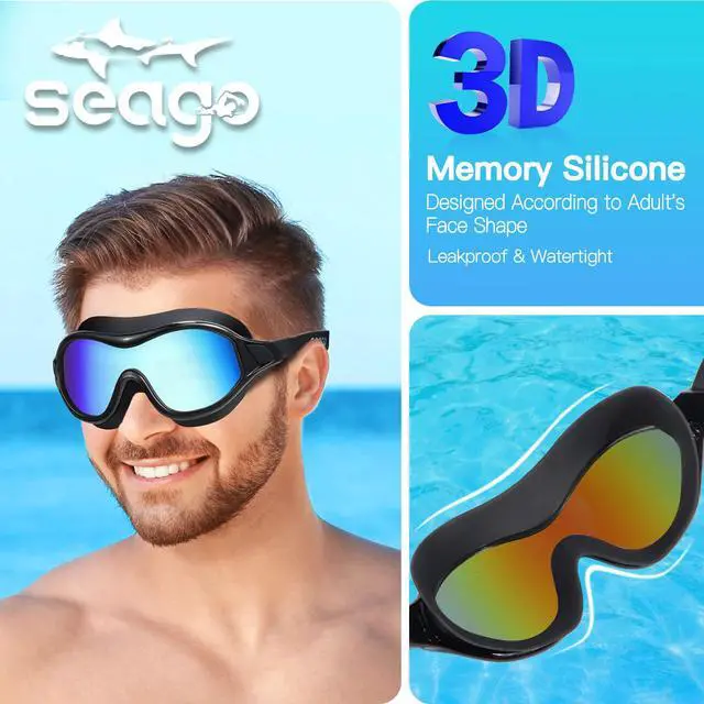 Alt view image 3 of 6 - Swim Goggles No Leaking Anti-Fog Swimming Goggles for Adult Men Women Youth Junior with Soft Silicone Gasket, UV Protection Waterproof 180° Clear Vision, Triathlon Pool Goggles Swim Glasses