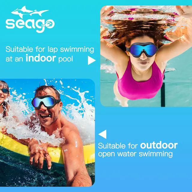 Alt view image 4 of 6 - Swim Goggles No Leaking Anti-Fog Swimming Goggles for Adult Men Women Youth Junior with Soft Silicone Gasket, UV Protection Waterproof 180° Clear Vision, Triathlon Pool Goggles Swim Glasses