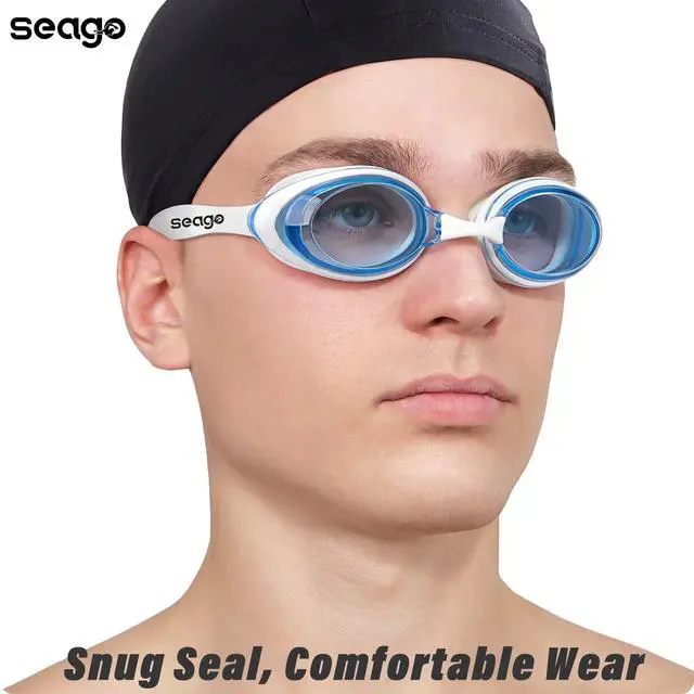 Alt view image 2 of 7 - Swimming Goggles 2 Pack Anti Fog Goggles Swimming UV Protection Fit for Adult Men Women Youth Junior, No Leaking Soft Silicone Seal Flat Lens Clear Vision, 3 Sizes of Nose Bridge
