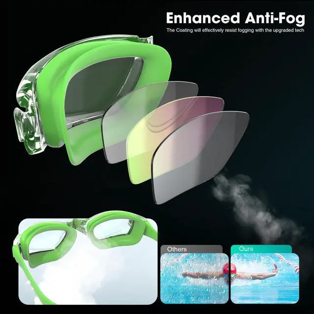 Alt view image 3 of 7 - Swim Goggles, 2-Pack Swimming Goggles, Anti Fog, No Leaking For Adult Women Men Youth