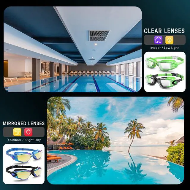 Alt view image 6 of 7 - Swim Goggles, 2-Pack Swimming Goggles, Anti Fog, No Leaking For Adult Women Men Youth
