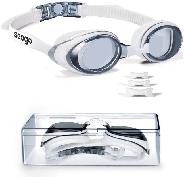Main image of Shortsighted Swimming Goggles Nearsighted Swim Goggles Anti Fog UV Protection Fit for Adult Men Women Youth Junior, No Leaking Clear Vision Pool Swim Glasses Tinted Flat Lens with 3 Nose Pieces