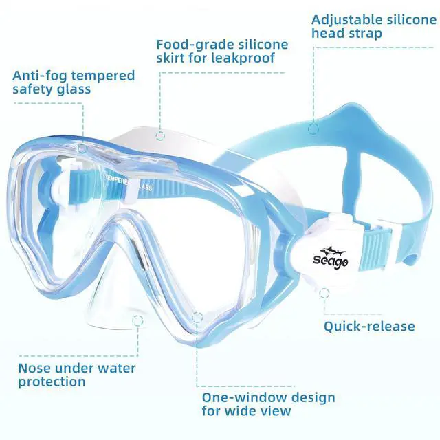 Alt view image 3 of 7 - Kids Snorkel Set Dry Top Snorkel Mask Snorkeling Gear for Kids Boys Girls Youth, No Leak Comfy Mouthpiece Anti-Fog 180° Panoramic View Scuba Diving Swim Pool Equipment Snorkeling Kit
