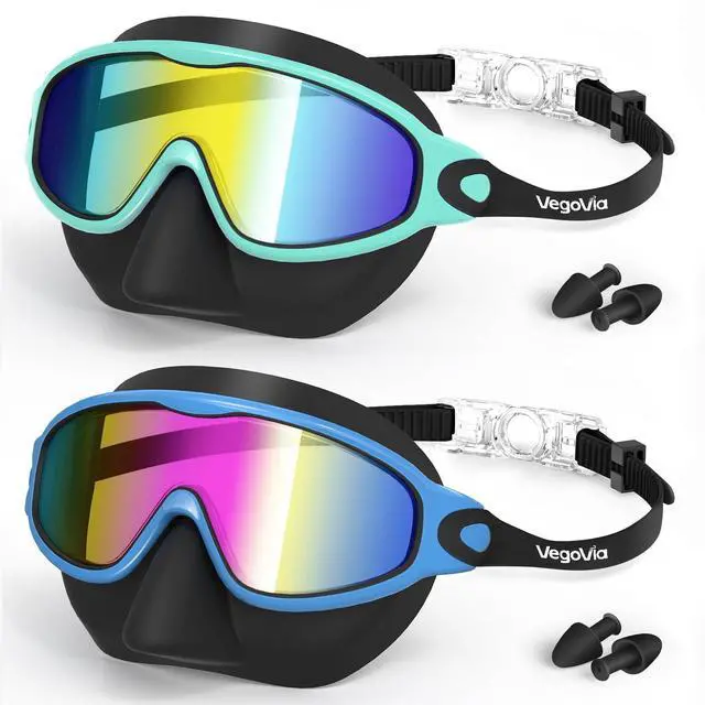 Main image of 2 Pack Kids Swim Goggles with Nose Cover, Anti-Fog UV Protection Swimming Goggles for Kids Youth 3-12 Wide View,Adjustable Strap