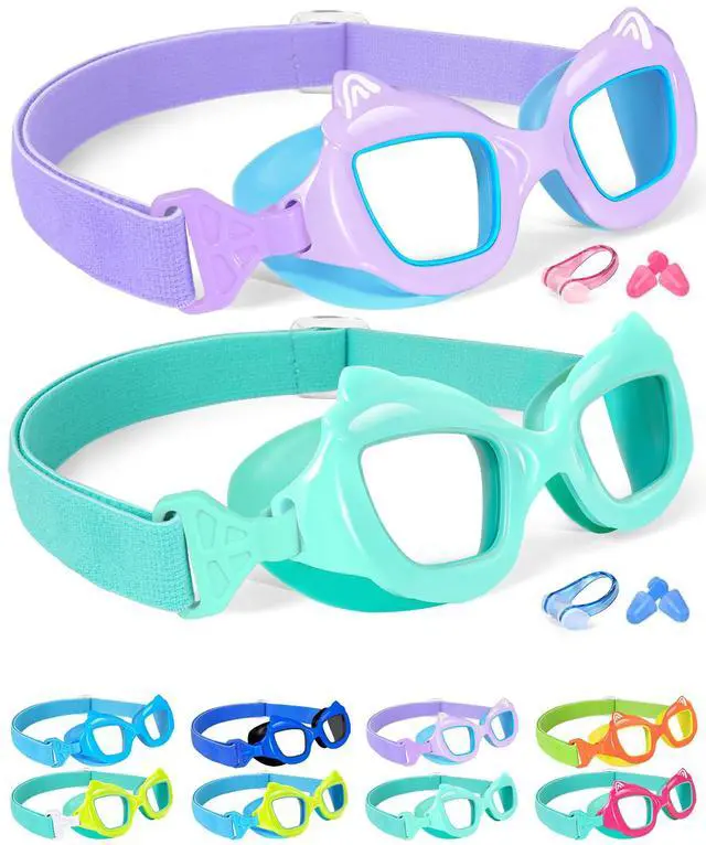 Main image of 2 Pack Kids Swimming Goggles for 4-7 3-5 3-6 6-14 8-12, Anti Fog Swim Goggles for Toddler Boys UV Protection No Leak 180° Clear View, Girls Pool Beach Goggles for 2 3 4 years with Fabric Strap
