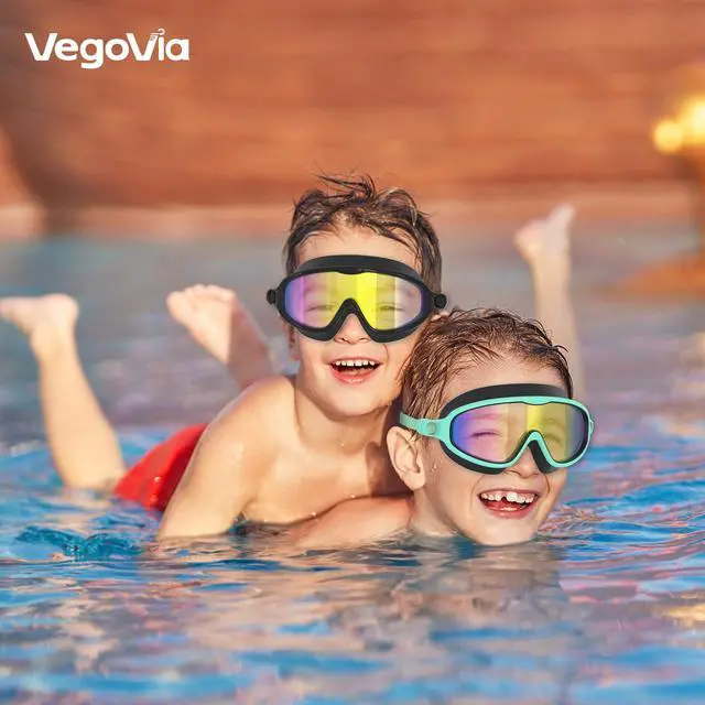 Alt view image 6 of 6 - 2 Pack Swim Goggles for Kids 6-14, Swimming Pool Goggles for Kids 8-14, Anti-Fog UV Protection for Toddler Youth Teens Boys Girls 6-14, 180°Wide View No Leaking for Pool Beach