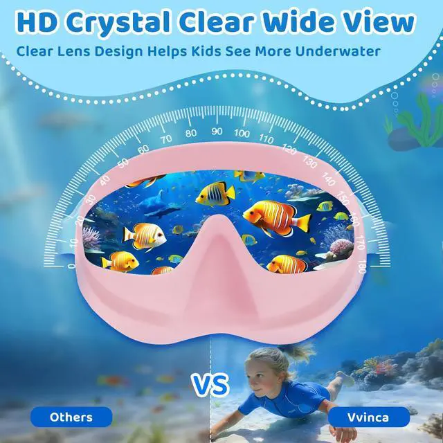 Alt view image 7 of 7 - 2 Pack Kids Swim Goggles with Nose Cover, Wide View Anti-Fog UV Protection Swimming Mask for Boys Girls Ages 3-14