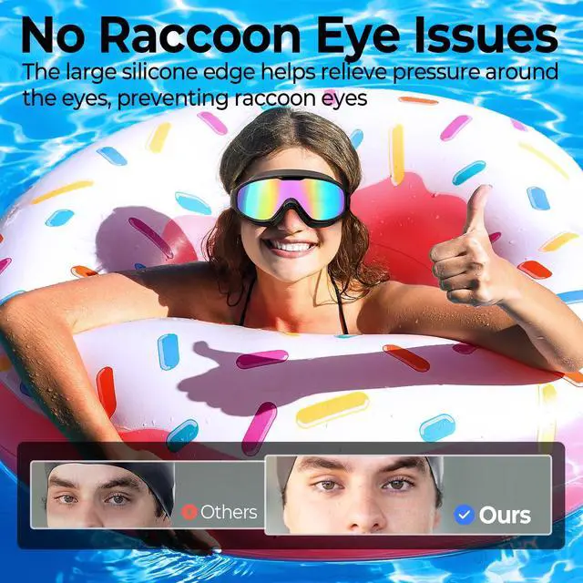 Alt view image 5 of 7 - Adult Swim Goggles 2 Pack, 180° Wide View Anti-Fog Pool Water Goggles Swimming Adult UV Protection No leaking Swim Glasses Waterproof for Men Women Youth Pool Beach Open Water