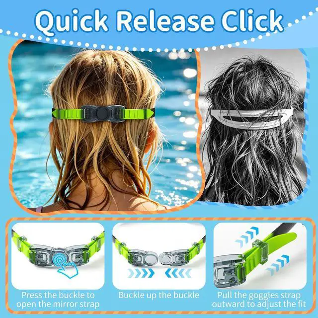 Alt view image 6 of 7 - Kids Swim Goggles, 3 Pack Swimming Goggles for Kids Boys Girls 3-15, Anti Fog UV Protection Waterproof Pool Goggles, Wide View Leak Proof Swim Goggles with Ear Plugs and Nose Clip