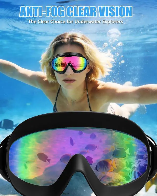 Alt view image 4 of 6 - Swim Goggles for Adult Youth - 2 Pack Wide View Anti-Fog Anti-UV Swimming Goggles for Men & Women (Aqua & Birght Rose)