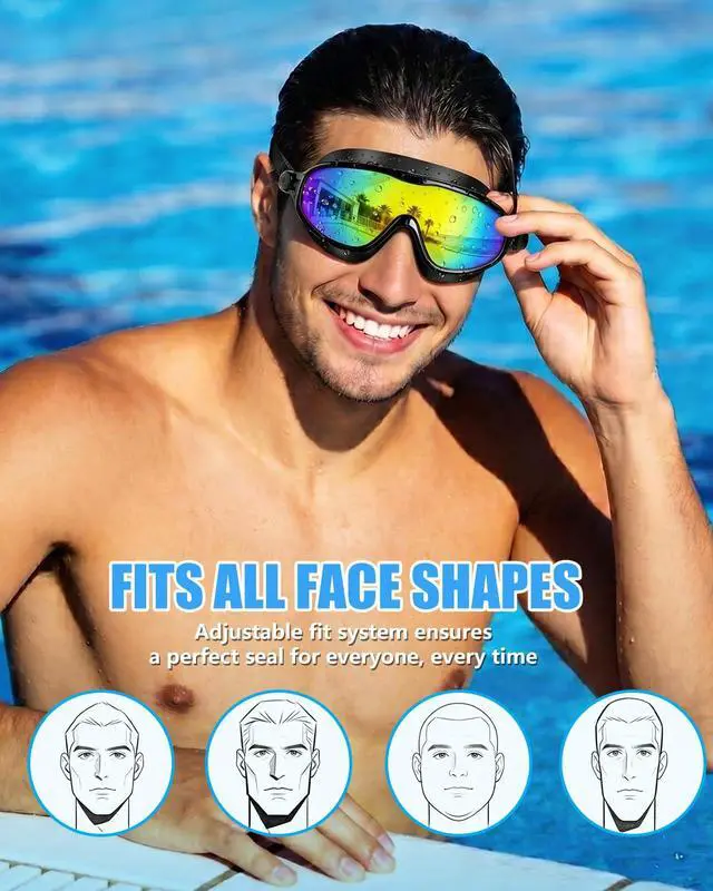Alt view image 5 of 6 - Swim Goggles for Adult Youth - 2 Pack Wide View Anti-Fog Anti-UV Swimming Goggles for Men & Women (Aqua & Birght Rose)