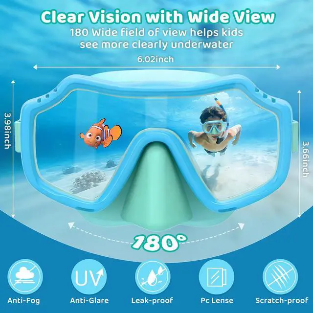 Alt view image 7 of 7 - Pack Kids Swim Goggles with Nose Cover for Boys Girls 3-15, Anti Fog Diving Mask with Shatterproof Safety Lens for Toddler, Waterproof Swimming Goggles Value Set for Beach & Pool Beach