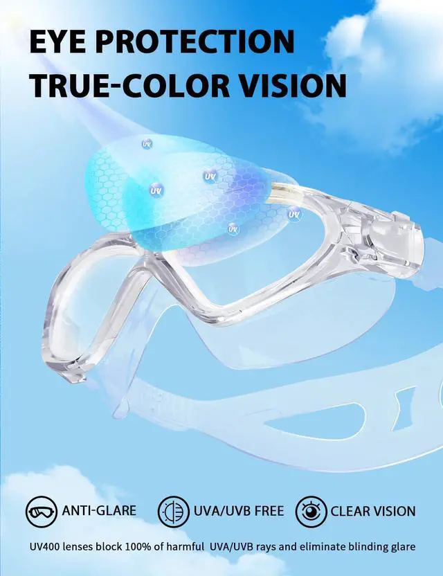 Alt view image 6 of 7 - 180° Panoramic Swim Goggles for Adults, Ultra-Comfort Liquid Silicone Anti-Fog Lenses with UV Protection for Pool & Outdoor Surface Swimming Women Men Youth