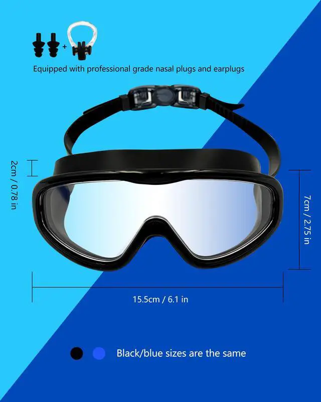 Alt view image 4 of 7 - 2 Pack Adult Swimming Goggles, Anti-Fog UV Protection Swim Glasses with Soft Leakproof Silicone Gasket, Wide View Professional Swim Goggles for Men, Women & Youth Training & Pool