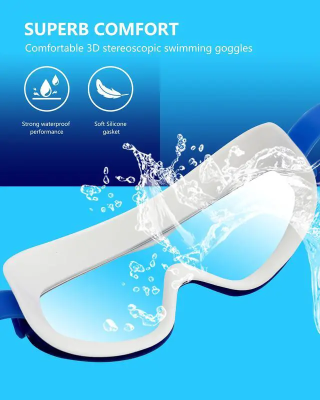 Alt view image 5 of 7 - 2 Pack Adult Swimming Goggles, Anti-Fog UV Protection Swim Glasses with Soft Leakproof Silicone Gasket, Wide View Professional Swim Goggles for Men, Women & Youth Training & Pool