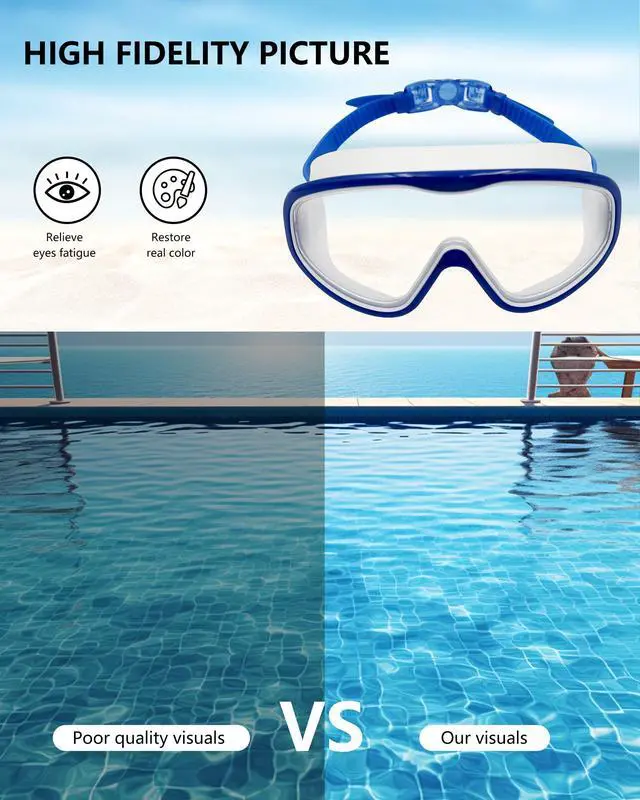 Alt view image 6 of 7 - 2 Pack Adult Swimming Goggles, Anti-Fog UV Protection Swim Glasses with Soft Leakproof Silicone Gasket, Wide View Professional Swim Goggles for Men, Women & Youth Training & Pool