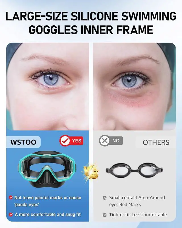 Alt view image 3 of 7 - Swim Goggles with Nose Cover for Ages 5-12, Youth, Adults, Unisex