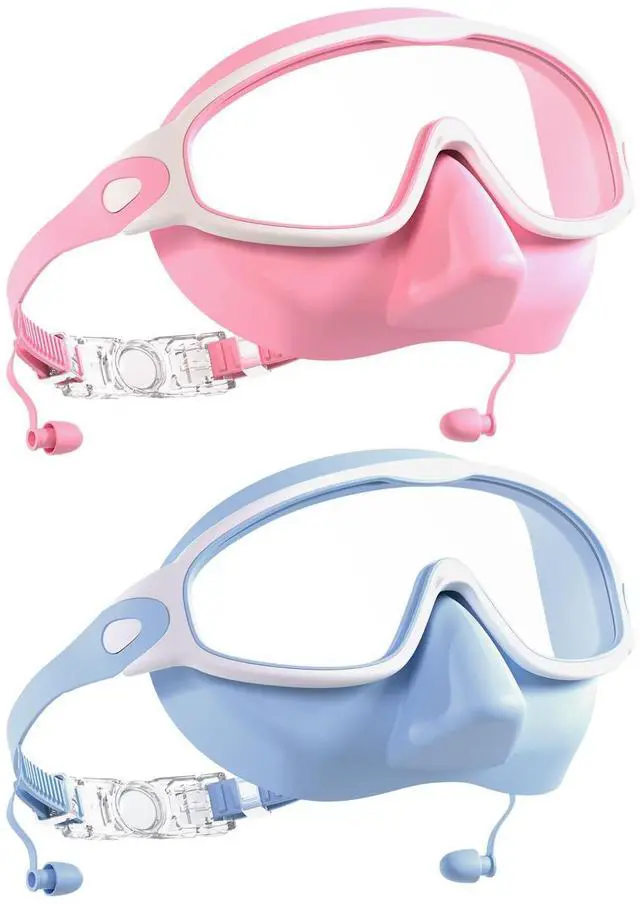 Main image of Swim Goggles with Nose Cover for Adults, 2 Pack Wide View Swimming Goggles Anti-Fog/UV No Leak for Men & Women