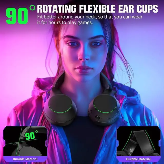 Alt view image 7 of 7 - Wireless Gaming Headset for Xbox Series X|S, Xbox One, PS5, PS4, PC, Mac, Switch, 2.4GHz Gaming Headphones with Bluetooth 5.3, 70H Battery, ENC Noise Canceling Mic, Low Latency