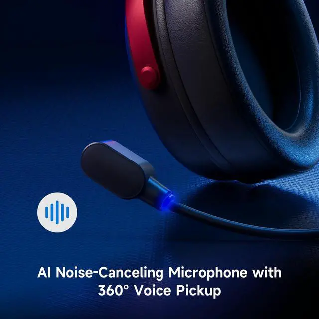 Alt view image 6 of 7 - Wireless Gaming Headset 7.1 Surround Sound for PS5 PS4 PC SWITCH TOPSPEED Gaming Headphones, Noise Canceling Mic, 250Hr Battery, Low 15ms Latency, Lightweight, BT 5.3 FPS Games Black&Red