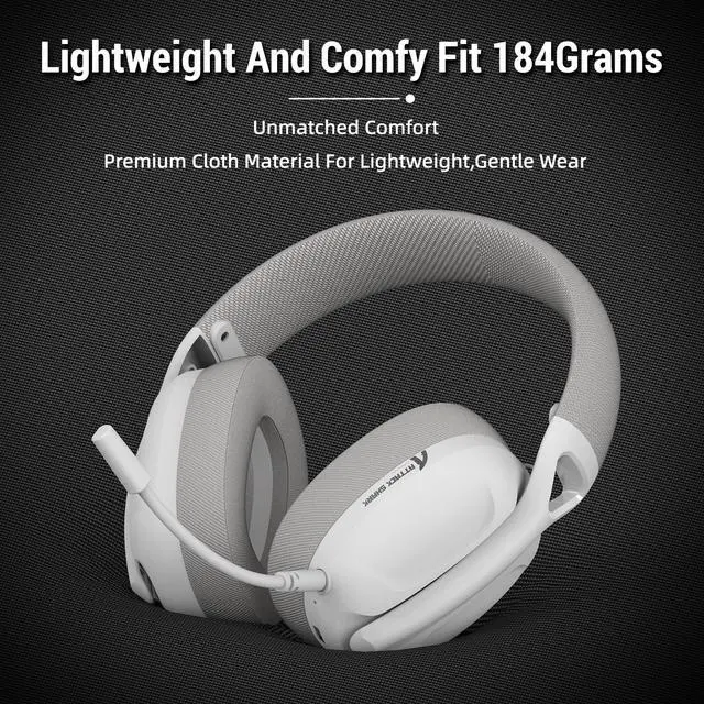 Alt view image 2 of 7 - Wireless Gaming Headset, 2.4Ghz USB Gaming Headphones with Bluetooth 5.2, 50H Battery, Noise Canceling Mic, 3.5mm Wired, Wireless Headset for PC Nintendo Switch PS5 PS4 MacWhite