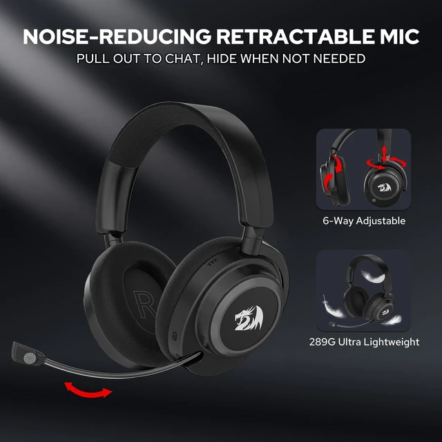 Alt view image 6 of 7 - Wireless Gaming Headset, Tri-Mode (2.4G/BT/Wired), 65H Battery, 50mm Drivers & 7.1 Surround Sound, Noise-Cancelling Retractable Mic, Compatible with PC, PS5, NS, Mac, Mobile