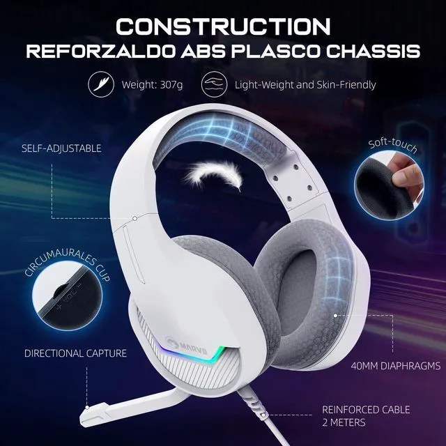Alt view image 5 of 7 - USB Gaming Headset with Mic, Wired Headphone with Surround Sound, Noise Canceling Gaming Headphones for PC, PS4/PS5, Laptop, Mac, Switch- H8618